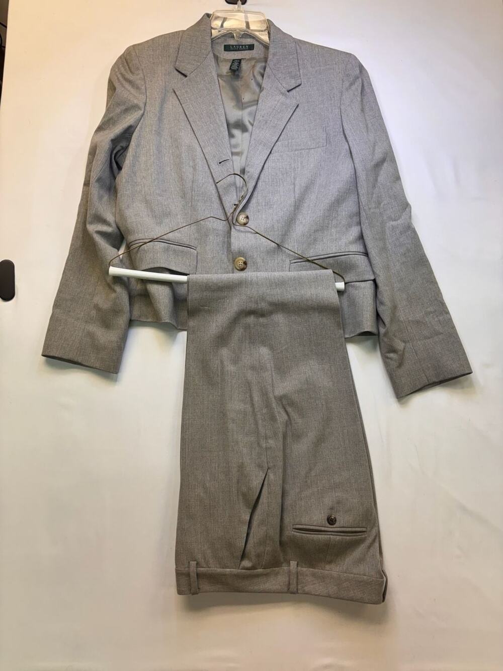 LAUREN Ralph Lauren Women's Gray Wool Blend Suit Set